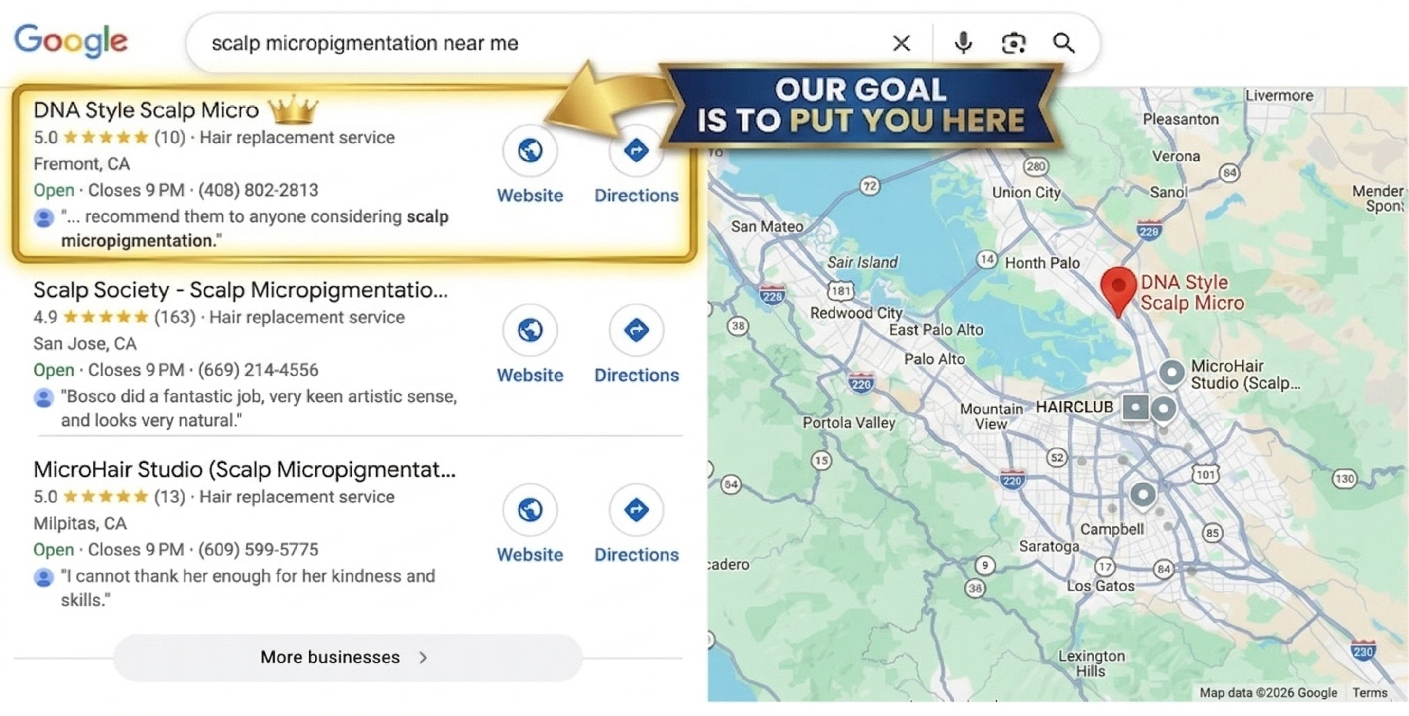 SEO rankings results for SMP studio